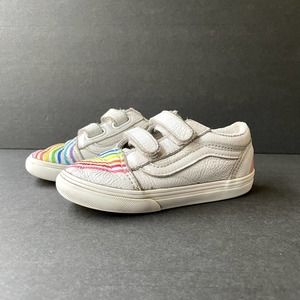 Vans x Flour Shop Rainbow Toddler Shoes 9T White Leather